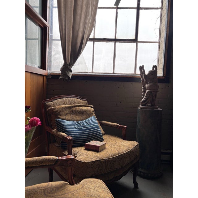 Textile Mali Blue and White Indigo Striped Lumbar Pillow, 12x20 For Sale - Image 7 of 9