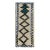 1950s Azilal Moroccan Rug in White With Blue-Black Patterns by Rug & Kilim For Sale