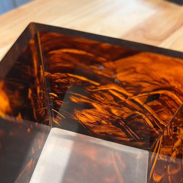 1970s Italian Tortoise Shell Lucite Cigarette and Lighter Holder For Sale - Image 9 of 9