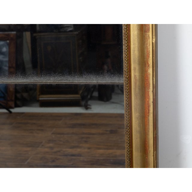 Early 20th Century French Turn of the Century 1900s Narrow Giltwood Split Mirror with Molded Frame For Sale - Image 5 of 10