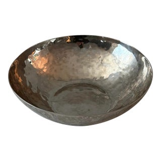 Large Vintage Hammered Silver Bowl For Sale