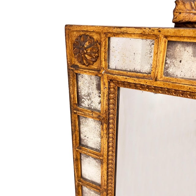 19th Century French Giltwood Wall Mirror in Mercury Glass with Doves on the Crest For Sale - Image 6 of 7