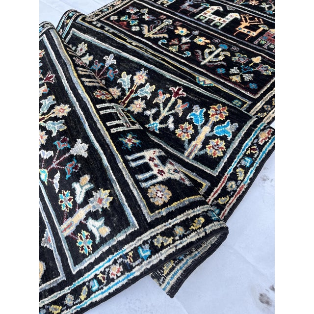 Hand-Knotted Persian Bakhtiari Runner on Black, 2'7" X 11'6" For Sale - Image 12 of 12