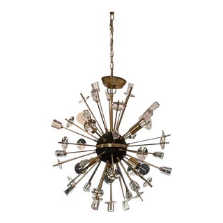 Hudson Valley Lighting Liberty Chandelier in Black and Aged Brass For Sale