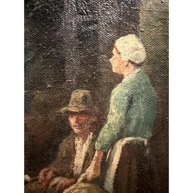 Jean-Paul Barray Paul Heimen, Rest in the Woods, Forest Landscape, Farmers, Campfire, Oil Painting on Canvas For Sale - Image 4 of 13