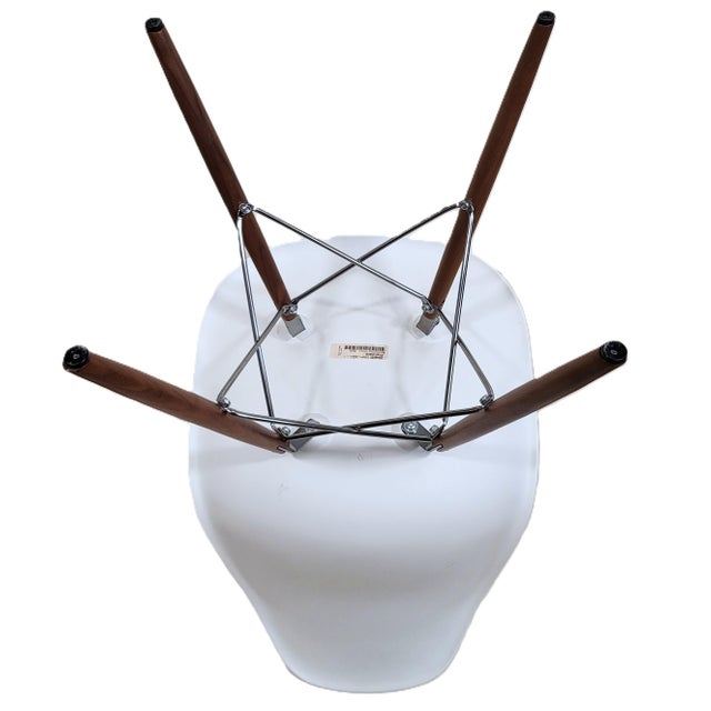Modern Walnut & Molded Plastic Eames for Herman Miller White Shell Chair For Sale - Image 13 of 18