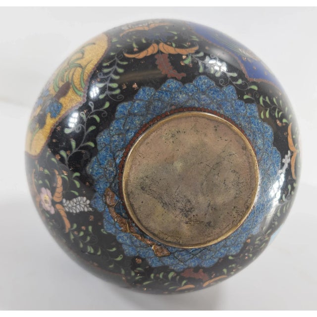 Late 19th Century Japanese Cloisonne Enamel Vase With Dragon and Phoenix For Sale - Image 11 of 12