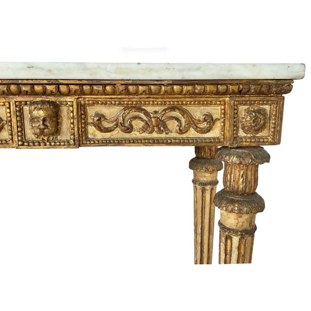 18th Century Italian Neoclassical Gilt Console Table With Marble Top, 18th Century For Sale - Image 5 of 12