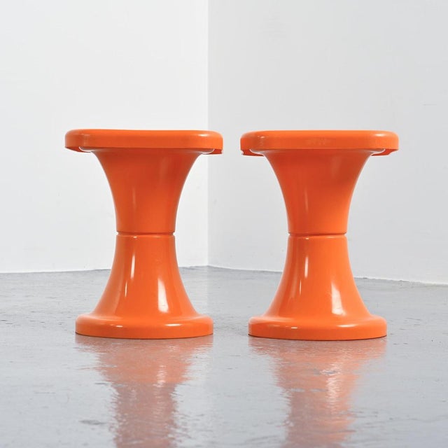 Orange Tam Tam Stools by S.E.L.U.P., 1970s, Set of 2 For Sale - Image 6 of 6