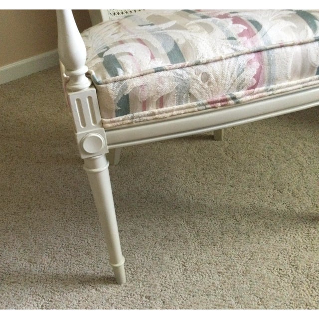 Mid 20th Century Louis XVI Style Painted and Upholstered Cane Back Chairs - Set of 2 For Sale - Image 12 of 13