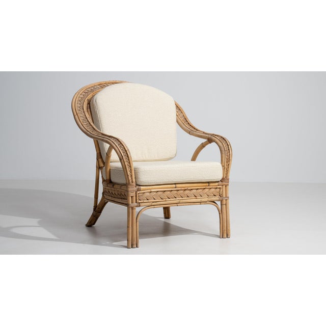 Wood Mid 20th Century France Cream Bamboo Armchair For Sale - Image 7 of 11