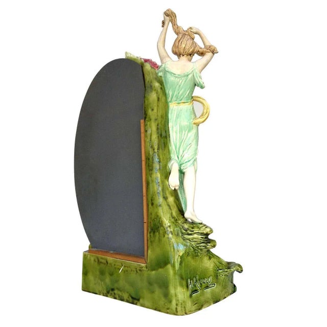 Art Nouveau Hans Kieweg Art Nouveau Figural Vanity Mirror for Fraureuth For Sale - Image 3 of 11