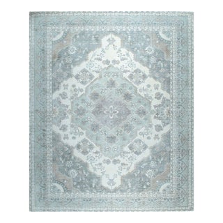 6x9 Selene Oriental Gray Medallion Contemporary Handmade Wool Carpet Rug For Sale