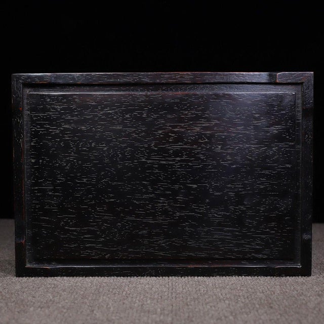 Brown Late 20th Century Dark Wood Tea Tray With Mother-of-Pearl Bird and Floral Inlay For Sale - Image 8 of 10