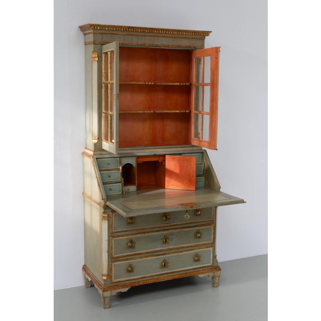 Gustavian (Swedish) Danish Gustavian Green Secretaire Cabinet, 1780s For Sale - Image 3 of 18