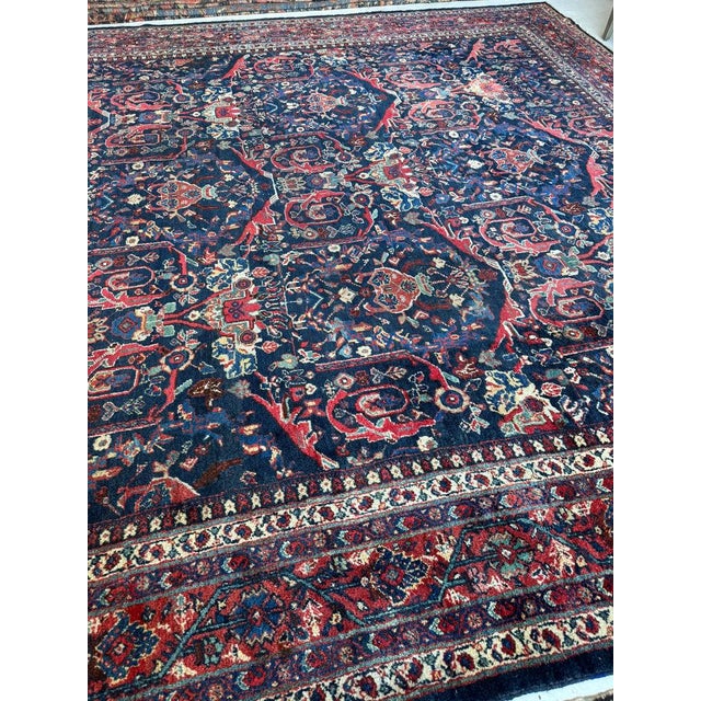 PALATIAL Antique Persian Mahal "Mostofi Mustafi" Design Gorgeous Sushi Pinks Rug 12.4 x 16.6 For Sale - Image 4 of 14