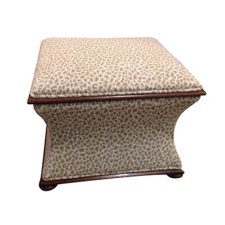 Carved Walnut Ottoman in Lee Jofa Fabric For Sale
