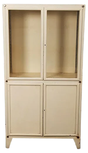 Mid-Century Industrial Glass & Iron Medical Cabinet from Kovona, 1950s