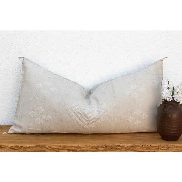 Ivory Pale Dune Oversized Lumbar Moroccan Pillow For Sale - Image 8 of 8