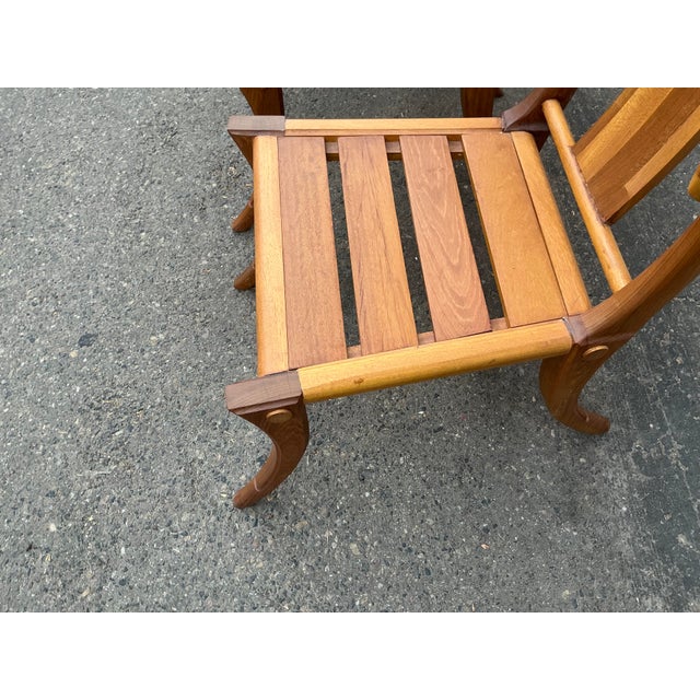 Teak Klismos Patio Dining Chairs. - Set of 6 For Sale - Image 10 of 17