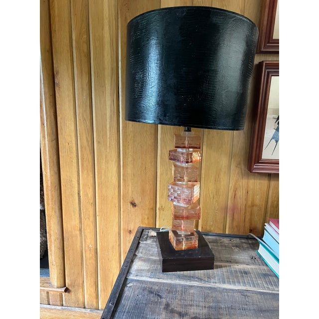Mid-Century Modern Modernist Rennaissance 2000 Stacking Lucite Blocks Table Lamp For Sale - Image 3 of 3