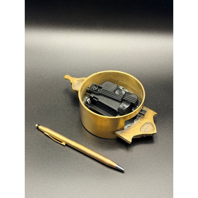 Vintage Jacques Thuret Paris Wall Clock in Brass For Sale - Image 4 of 4