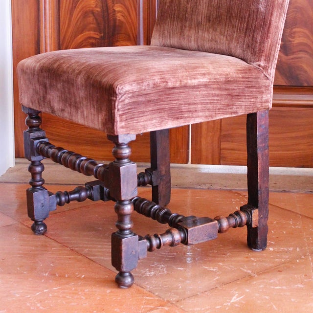 Wood Continental Baroque Walnut Stretcher Base Dining Chairs-Set of Six For Sale - Image 7 of 12