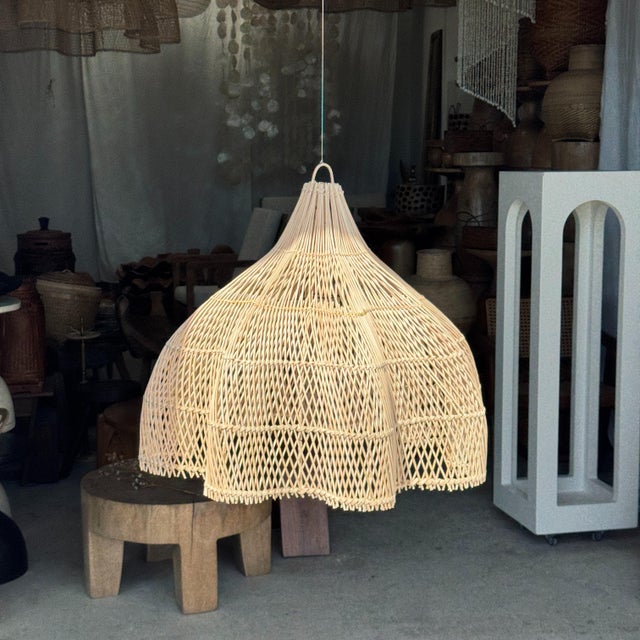 Rattan Tulip Pendant Light, 1980s For Sale - Image 10 of 10