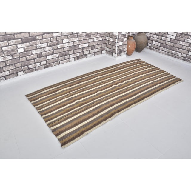 Turkish Vintage Anatolian Stripe Kilim Rug For Sale - Image 3 of 10