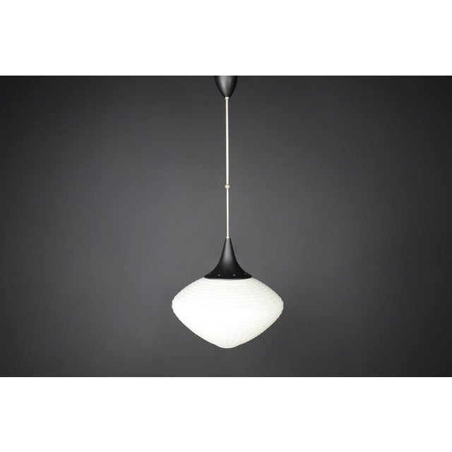 Black Large Mid-Century Pendant in Opaline Glass, Europe, 1950s For Sale - Image 8 of 18