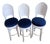 Set of 3 Venetian Grotto Style Carved Shell-Back Counter Stools – Newly Upholstered For Sale