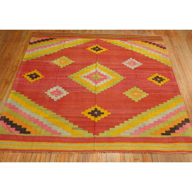 Textile 1960s Square Kilim - 8'10" x 8'11" For Sale - Image 7 of 8