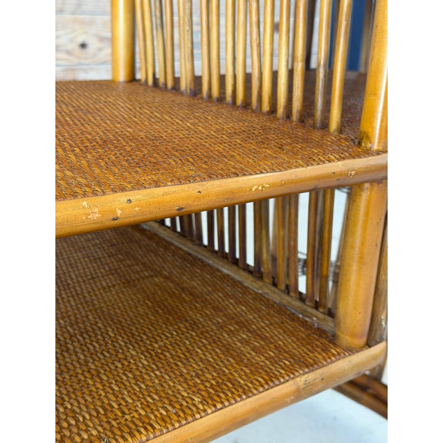 Palecek Vintage Boho Rattan Tiered Side-Center Table For Sale - Image 4 of 11