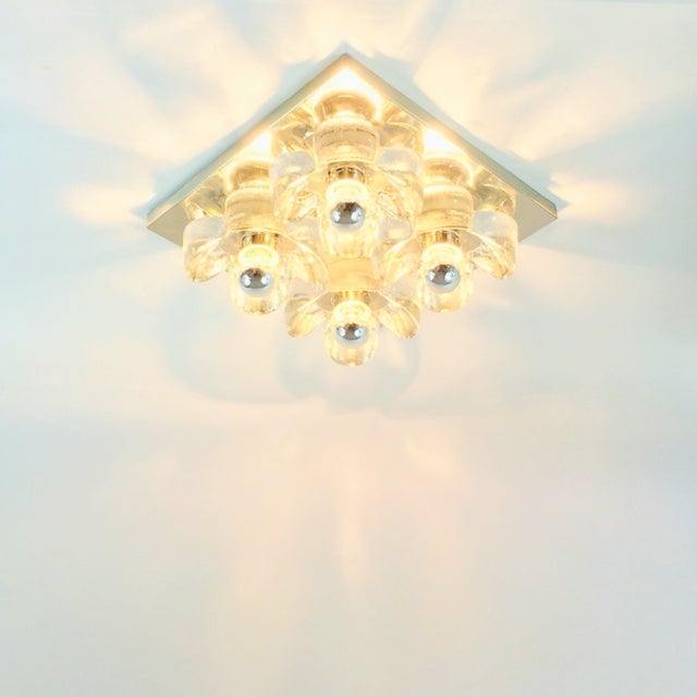 Metal 1960s Mid-Century Modern Floral Glass & Chrome Wall Light or Ceiling Light/Flush Mount From Sische, Germany For Sale - Image 7 of 11