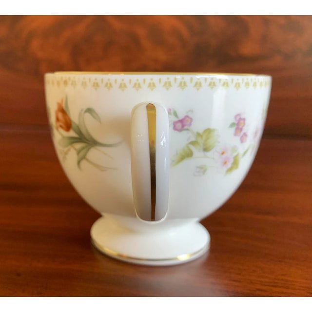 Late 20th Century Wedgwood China Mirabelle Pattern Cup and Saucer Set - Service for 2 For Sale - Image 5 of 12