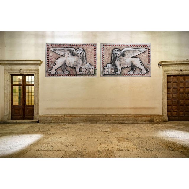 Modern Gio Magri, Leoni di Venezia, 1970s, Canvas Paintings, Set of 2 For Sale - Image 3 of 18