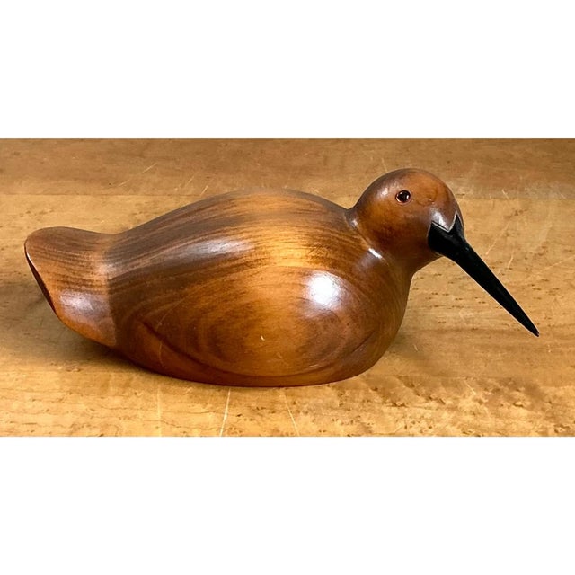 Wood Vintage Carved Wood Bird Sculpture For Sale - Image 7 of 12