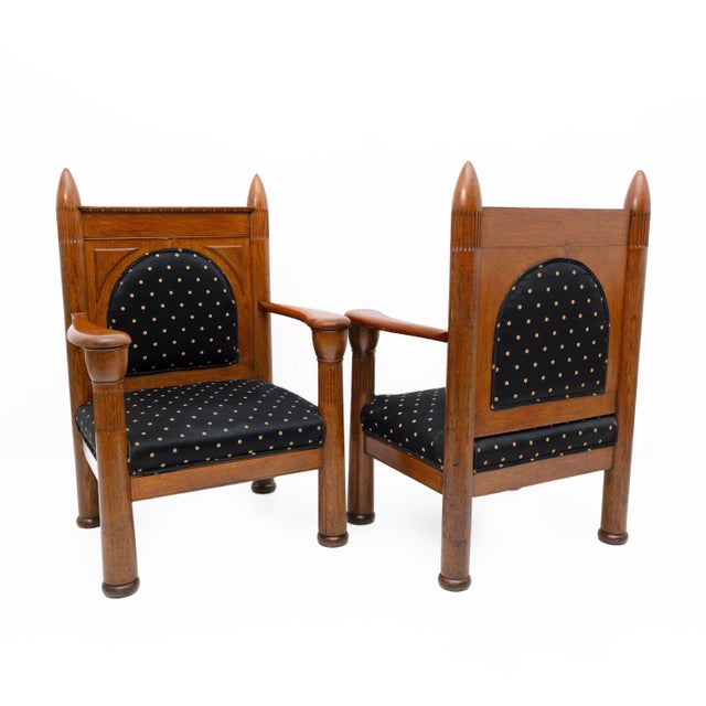 Art Deco Amsterdam School Armchairs in Oak, 1920s, Set of 2 For Sale - Image 13 of 13