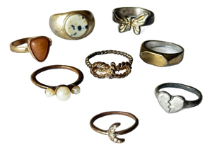 Vintage Style Mini Charm Ring Collection, Mixed-Metal Costume Jewelry