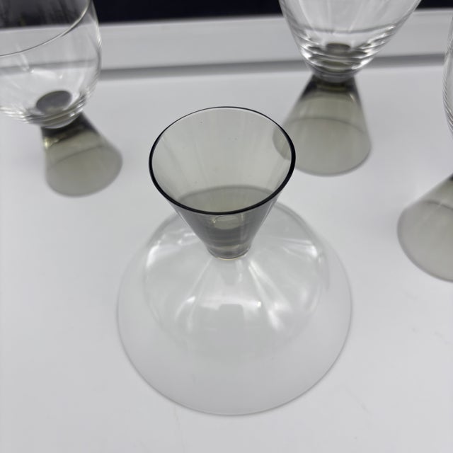 Gray 1960s Rosenthal Fortuna Smoke Crystal Glasses by Elsa Fischer-Treyden, Set of 16 For Sale - Image 8 of 11