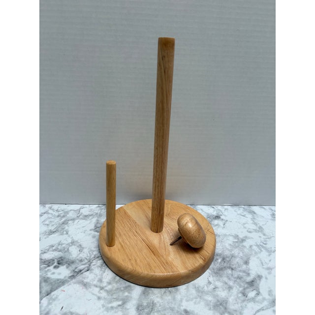 Vintage Americana Natural Wood Paper Towel Holder For Sale - Image 4 of 7