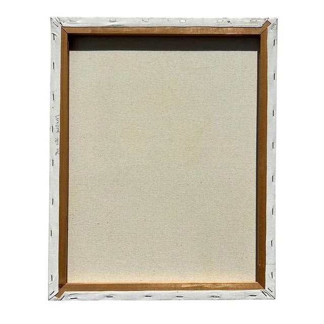 Textile 1960s Outsider Portrait Painting of a Man in Green on Canvas For Sale - Image 7 of 7