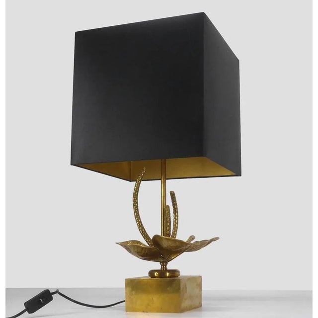 Metal Gilt Brass Flower Lamp For Sale - Image 7 of 7