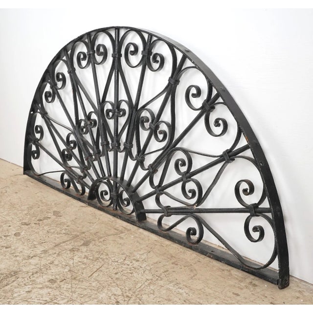Black Mid 20th Century Reclaimed French Wrought Iron Arch Transom For Sale - Image 8 of 8