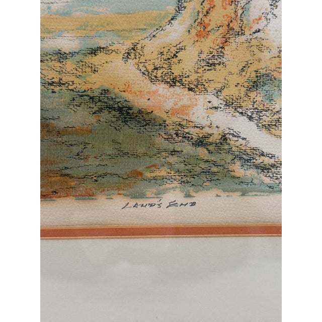 Wood 1980s "Lands End" Original Painting Serigraph of a Lighthouse Signed and Numbered by Frances Caldwell For Sale - Image 7 of 14