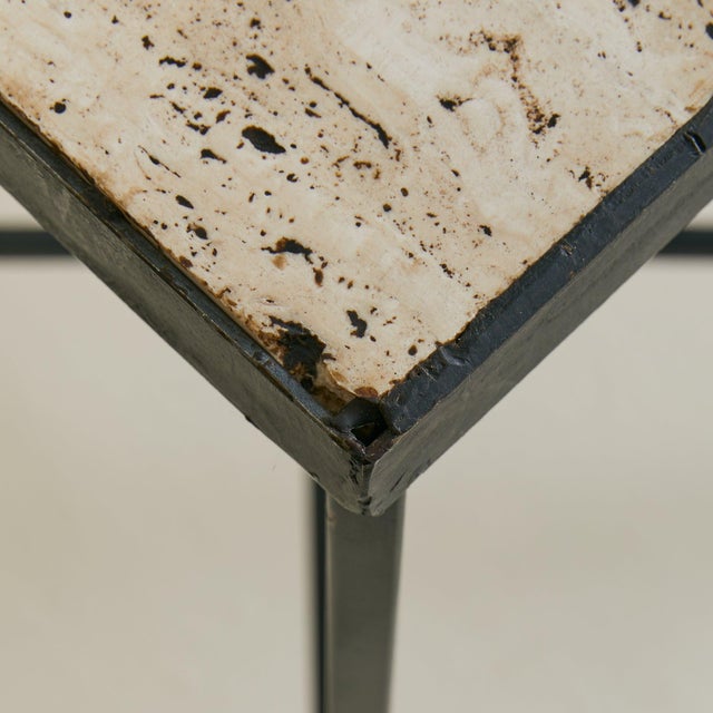 Metal Tall French Iron + Travertine End Table, 1960s For Sale - Image 7 of 7