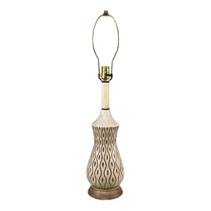Mid-Century Atomic Sculptural Beige Chalkware Table Lamp