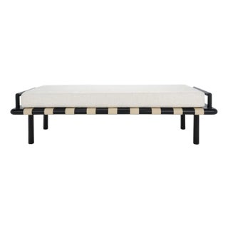 Constantine Teak Bench - Black / White For Sale