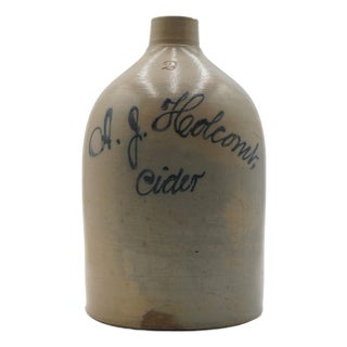 Vintage a.j. Hedcomb Cider Blue Stoneware Jug For Sale