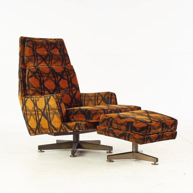 Edward Wormley for Dunbar Mid Century Lounge Chair and Ottoman With Jack Lenor Larsen Fabric For Sale - Image 13 of 13